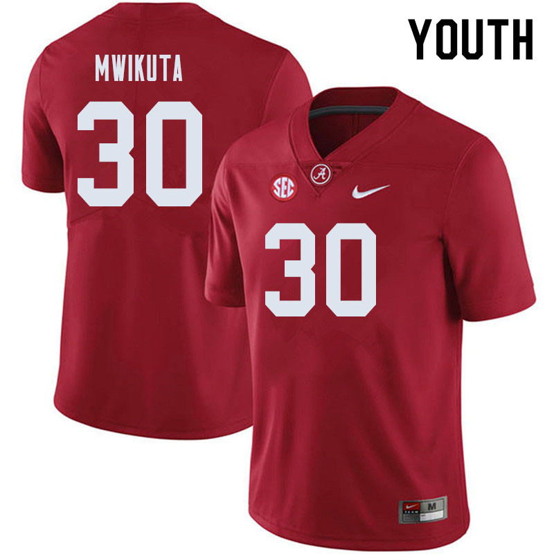 Alabama Crimson Tide Youth King Mwikuta #30 Crimson NCAA Nike Authentic Stitched 2019 College Football Jersey CI16V31VF